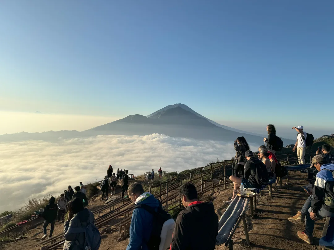 Beautiful morning view from top of Mount Batur Bali