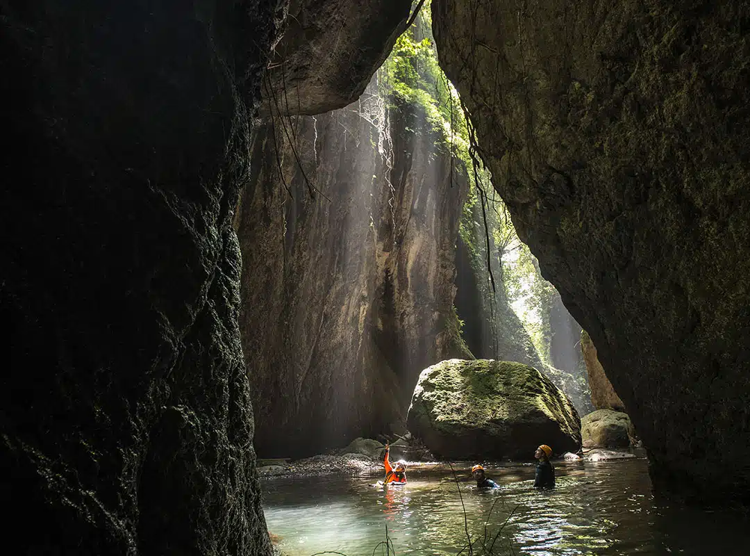 Inside the water cave Aling Canyon Bali